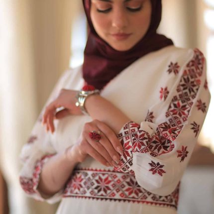 60. Bride's Hennah Dress Embroidered with Palestinian Heritage Designs