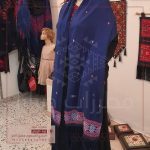 Navy Rectangular Hand-Embroidered Ross Hearts Design Scarve