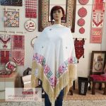 Fashionable Off-white Hand-Embroidered Palestinian Shawl